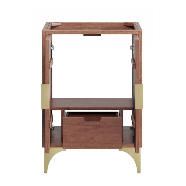 Modway Furniture Daylight 24" Handcrafted Bathroom Vanity Cabinet - Solid Mango Wood with Brass Accents & Storage Solutions EEI-6165-WAL