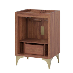 Modway Furniture Daylight 24" Handcrafted Bathroom Vanity Cabinet - Solid Mango Wood with Brass Accents & Storage Solutions EEI-6165-WAL