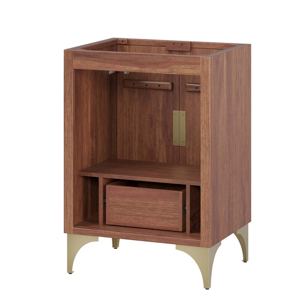 Modway Furniture Daylight 24" Handcrafted Bathroom Vanity Cabinet - Solid Mango Wood with Brass Accents & Storage Solutions EEI-6165-WAL
