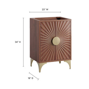 Modway Furniture Daylight 24" Handcrafted Bathroom Vanity Cabinet - Solid Mango Wood with Brass Accents & Storage Solutions EEI-6165-WAL