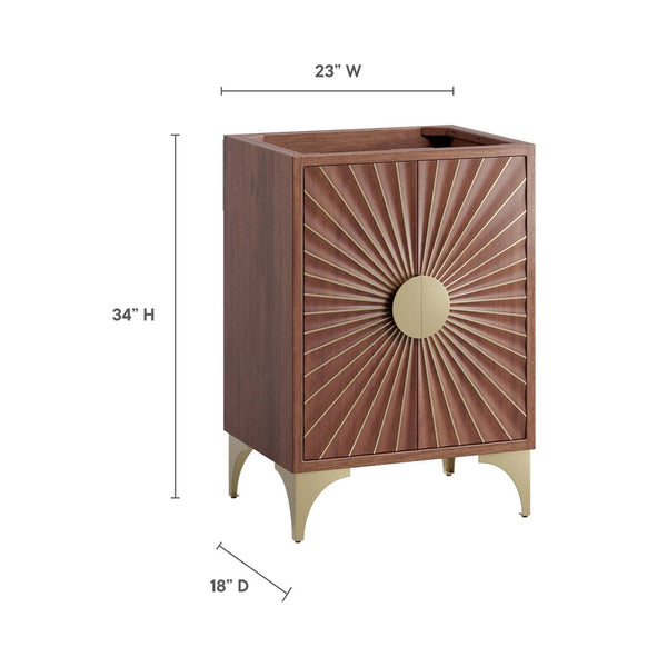 Modway Furniture Daylight 24" Handcrafted Bathroom Vanity Cabinet - Solid Mango Wood with Brass Accents & Storage Solutions EEI-6165-WAL