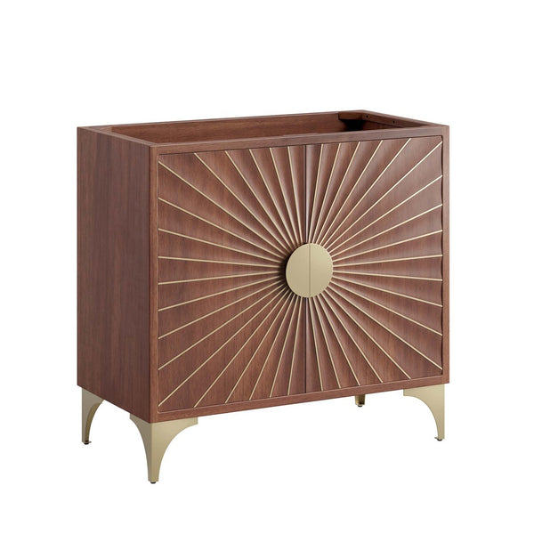 Modway Furniture Daylight 36" Bathroom Vanity Cabinet - Elegant Walnut Finish with Brass Accents & Ample Storage EEI-6167-WAL