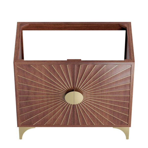 Modway Furniture Daylight 36" Bathroom Vanity Cabinet - Elegant Walnut Finish with Brass Accents & Ample Storage EEI-6167-WAL