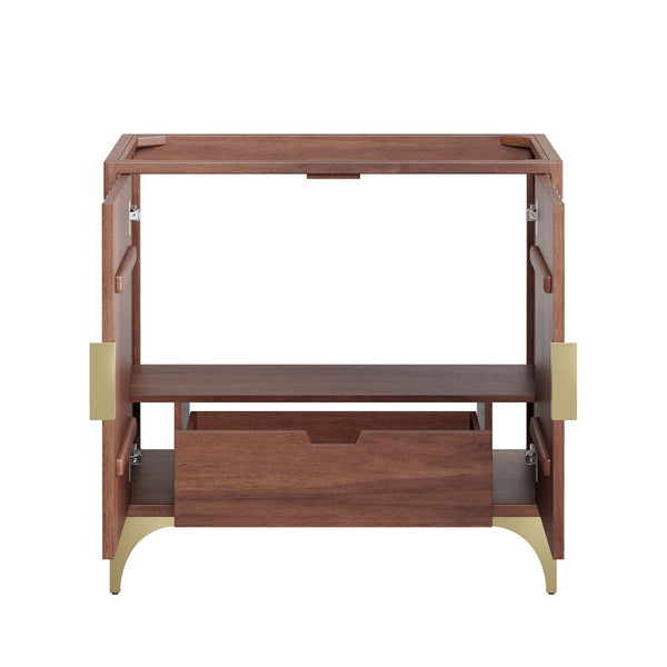 Modway Furniture Daylight 36" Bathroom Vanity Cabinet - Elegant Walnut Finish with Brass Accents & Ample Storage EEI-6167-WAL