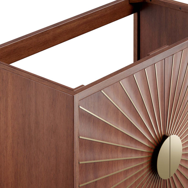 Modway Furniture Daylight 36" Bathroom Vanity Cabinet - Elegant Walnut Finish with Brass Accents & Ample Storage EEI-6167-WAL