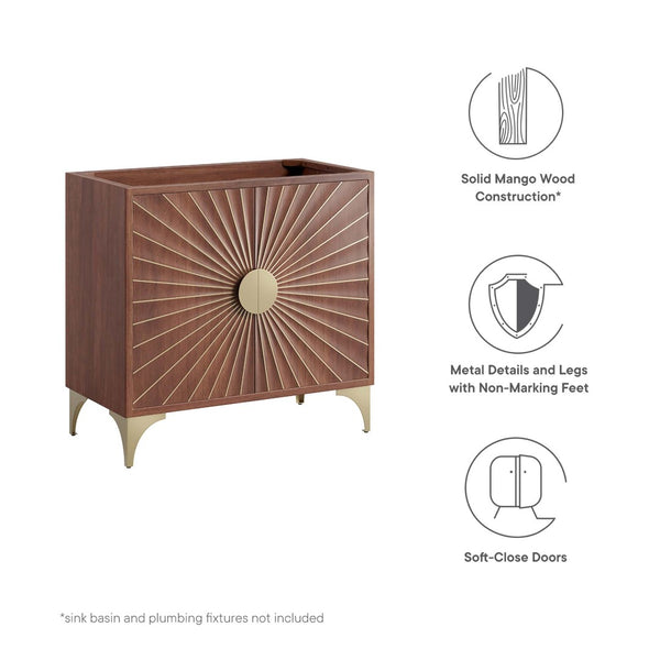 Modway Furniture Daylight 36" Bathroom Vanity Cabinet - Elegant Walnut Finish with Brass Accents & Ample Storage EEI-6167-WAL