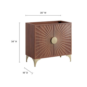 Modway Furniture Daylight 36" Bathroom Vanity Cabinet - Elegant Walnut Finish with Brass Accents & Ample Storage EEI-6167-WAL