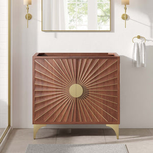 Modway Furniture Daylight 36" Bathroom Vanity Cabinet - Elegant Walnut Finish with Brass Accents & Ample Storage EEI-6167-WAL