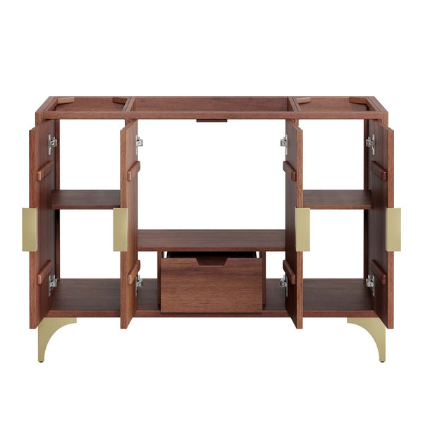 Modway Furniture Daylight 48" Contemporary Bathroom Vanity Cabinet - Solid Mango Wood with Elegant Brass Accents EEI-6168-WAL