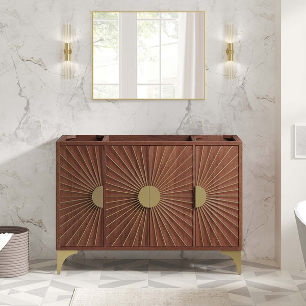 Modway Furniture Daylight 48" Contemporary Bathroom Vanity Cabinet - Solid Mango Wood with Elegant Brass Accents EEI-6168-WAL