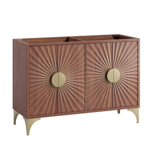 Modway Furniture Daylight 48" Double Sink Bathroom Vanity Cabinet - Stylish Walnut Wood with Brass Accent Design EEI-6169-WAL