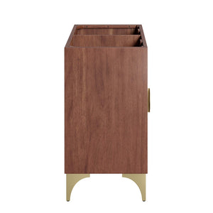 Modway Furniture Daylight 48" Double Sink Bathroom Vanity Cabinet - Stylish Walnut Wood with Brass Accent Design EEI-6169-WAL