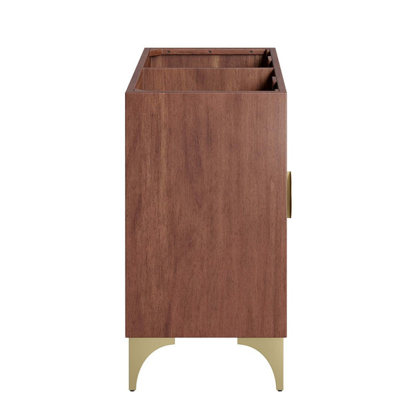 Modway Furniture Daylight 48" Double Sink Bathroom Vanity Cabinet - Stylish Walnut Wood with Brass Accent Design EEI-6169-WAL