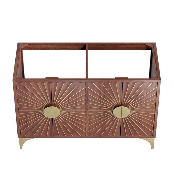 Modway Furniture Daylight 48" Double Sink Bathroom Vanity Cabinet - Stylish Walnut Wood with Brass Accent Design EEI-6169-WAL