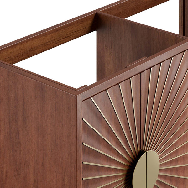 Modway Furniture Daylight 48" Double Sink Bathroom Vanity Cabinet - Stylish Walnut Wood with Brass Accent Design EEI-6169-WAL