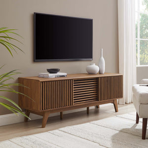 Modway Furniture Iterate 59" Modern TV Stand with Slatted Doors - Walnut Finish, Perfect for Living Room Storage Solutions EEI-6180-WAL
