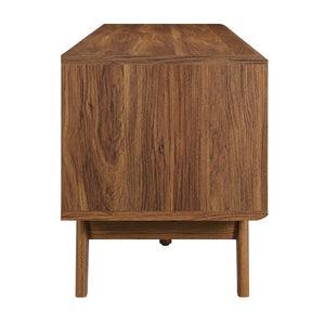 Modway Furniture Iterate 59" Modern TV Stand with Slatted Doors - Walnut Finish, Perfect for Living Room Storage Solutions EEI-6180-WAL