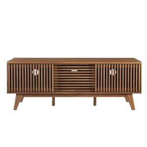 Modway Furniture Iterate 59" Modern TV Stand with Slatted Doors - Walnut Finish, Perfect for Living Room Storage Solutions EEI-6180-WAL
