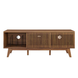 Modway Furniture Iterate 59" Modern TV Stand with Slatted Doors - Walnut Finish, Perfect for Living Room Storage Solutions EEI-6180-WAL
