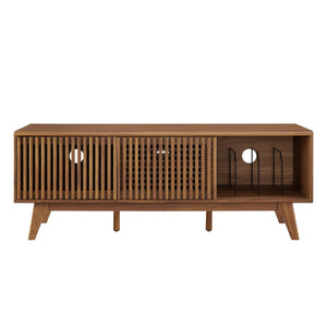 Modway Furniture Iterate 59" Modern TV Stand with Slatted Doors - Walnut Finish, Perfect for Living Room Storage Solutions EEI-6180-WAL