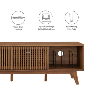 Modway Furniture Iterate 59" Modern TV Stand with Slatted Doors - Walnut Finish, Perfect for Living Room Storage Solutions EEI-6180-WAL