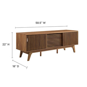 Modway Furniture Iterate 59" Modern TV Stand with Slatted Doors - Walnut Finish, Perfect for Living Room Storage Solutions EEI-6180-WAL