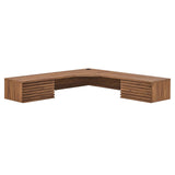 Modway Furniture Render Wall Mount Corner Office Desk Walnut 54.5 x 54.5 x 9.5