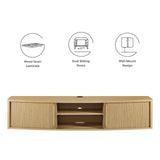 Modway Furniture Resonance 60" Wall-Mount TV Stand Oak 60 x 14 x 12