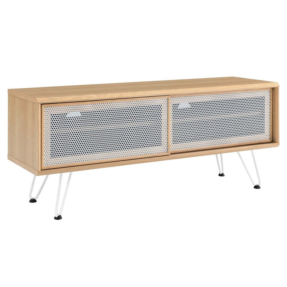 Modway Furniture Nomad 47" TV Stand - Modern Industrial Design with Sliding Mesh Doors for Organized Entertainment Setup Oak EEI-6202-OAK