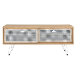 Modway Furniture Nomad 47" TV Stand - Modern Industrial Design with Sliding Mesh Doors for Organized Entertainment Setup Oak EEI-6202-OAK