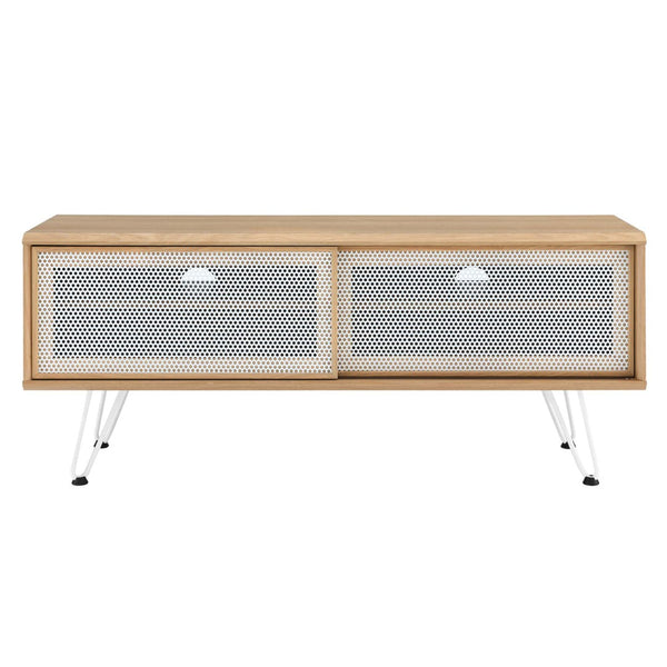 Modway Furniture Nomad 47" TV Stand - Modern Industrial Design with Sliding Mesh Doors for Organized Entertainment Setup Oak EEI-6202-OAK