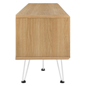 Modway Furniture Nomad 59" TV Stand with Metal Mesh Doors - Modern Industrial Design for Stylish Media Storage Solutions Oak EEI-6203-OAK