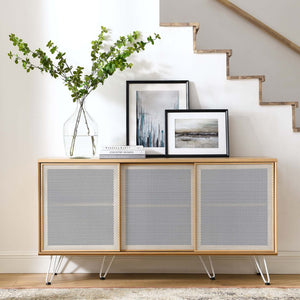 Modway Furniture Nomad Sideboard by Modway - Stylish Storage Solution with Metal Mesh Doors & Hairpin Legs Oak EEI-6204-OAK