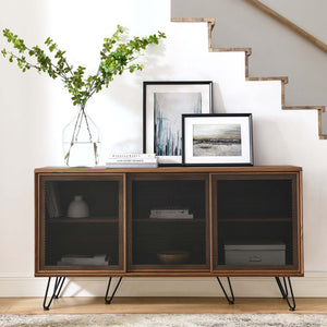 Modway Furniture Nomad Sideboard by Modway - Stylish Storage Solution with Metal Mesh Doors & Hairpin Legs Walnut EEI-6204-WAL