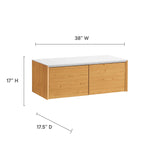 Modway Furniture Kinetic Wall-Mount Office Storage Cabinet White Natural 18 x 38 x 14