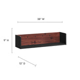 Modway Furniture Kinetic Wall-Mount Shelf Black Cherry 12 x 38 x 9