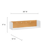 Modway Furniture Kinetic Wall-Mount Shelf White Natural 12 x 38 x 9