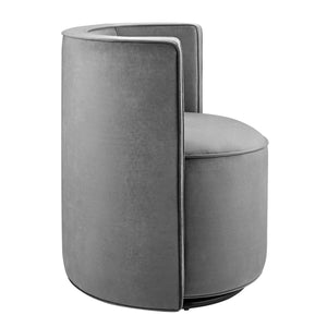 Modway Furniture Della Performance Velvet Swivel Chair - Modern Accent for Living Rooms, Offices & Small Spaces Gray EEI-6222-GRY