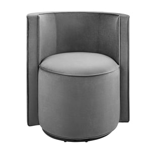 Modway Furniture Della Performance Velvet Swivel Chair - Modern Accent for Living Rooms, Offices & Small Spaces Gray EEI-6222-GRY