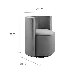 Modway Furniture Della Performance Velvet Swivel Chair - Modern Accent for Living Rooms, Offices & Small Spaces Gray EEI-6222-GRY