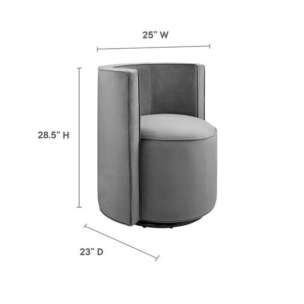 Modway Furniture Della Performance Velvet Swivel Chair - Modern Accent for Living Rooms, Offices & Small Spaces Gray EEI-6222-GRY
