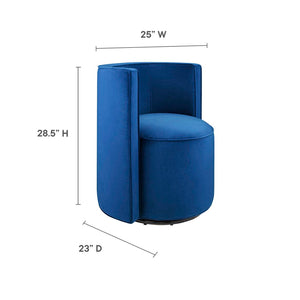 Modway Furniture Della Performance Velvet Swivel Chair - Modern Accent for Living Rooms, Offices & Small Spaces Navy EEI-6222-NAV