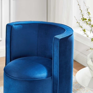 Modway Furniture Della Performance Velvet Swivel Chair - Modern Accent for Living Rooms, Offices & Small Spaces Navy EEI-6222-NAV