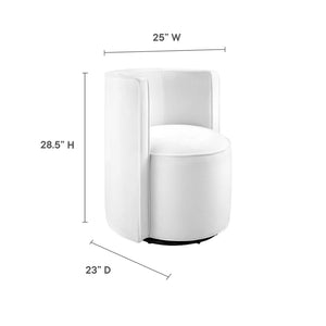 Modway Furniture Della Performance Velvet Swivel Chair - Modern Accent for Living Rooms, Offices & Small Spaces White EEI-6222-WHI