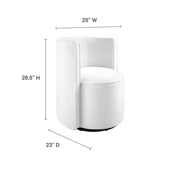 Modway Furniture Della Performance Velvet Swivel Chair - Modern Accent for Living Rooms, Offices & Small Spaces White EEI-6222-WHI