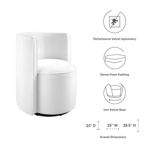 Modway Furniture Della Performance Velvet Swivel Chair - Modern Accent for Living Rooms, Offices & Small Spaces White EEI-6222-WHI