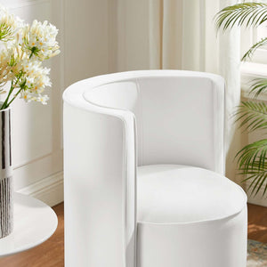 Modway Furniture Della Performance Velvet Swivel Chair - Modern Accent for Living Rooms, Offices & Small Spaces White EEI-6222-WHI