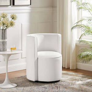 Modway Furniture Della Performance Velvet Swivel Chair - Modern Accent for Living Rooms, Offices & Small Spaces White EEI-6222-WHI