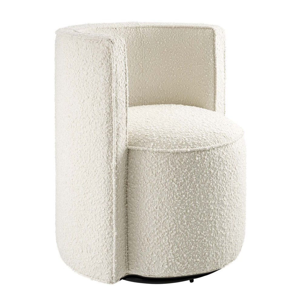 Modway Furniture Della Boucle Fabric Swivel Chair - Elegant Ivory Accent Chair for Living Room, Office & More EEI-6223-IVO