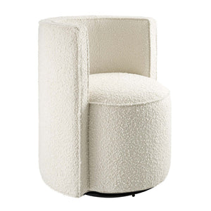 Modway Furniture Della Boucle Fabric Swivel Chair - Elegant Ivory Accent Chair for Living Room, Office & More EEI-6223-IVO